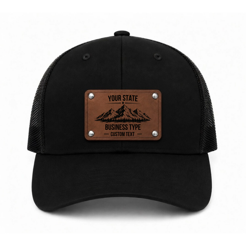 SMART NFC Custom Mountain Leather Patch Trucker Hat